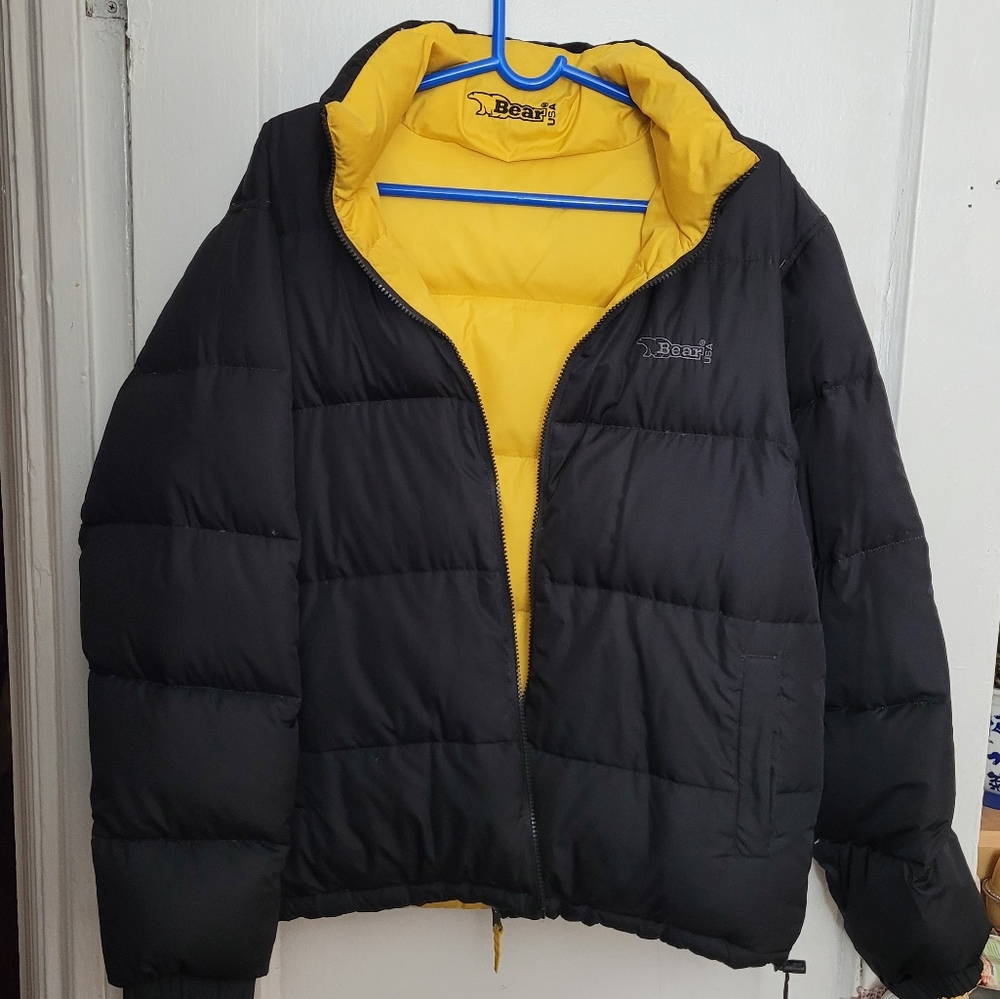 Bear Reversible men small down coat black/yellow